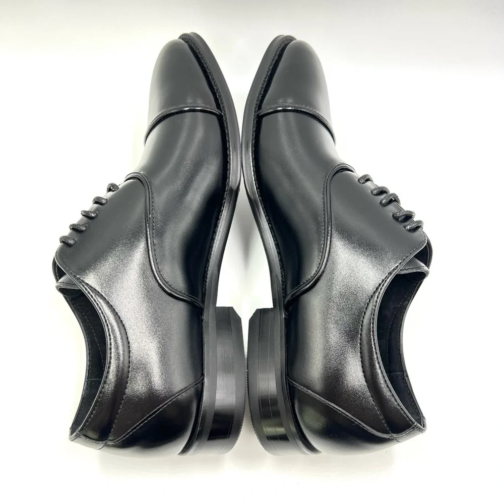 Stacy Adams‎ Mens Size 7.5 Black Leather Plain Cap Toe Oxfords Dress Shoes